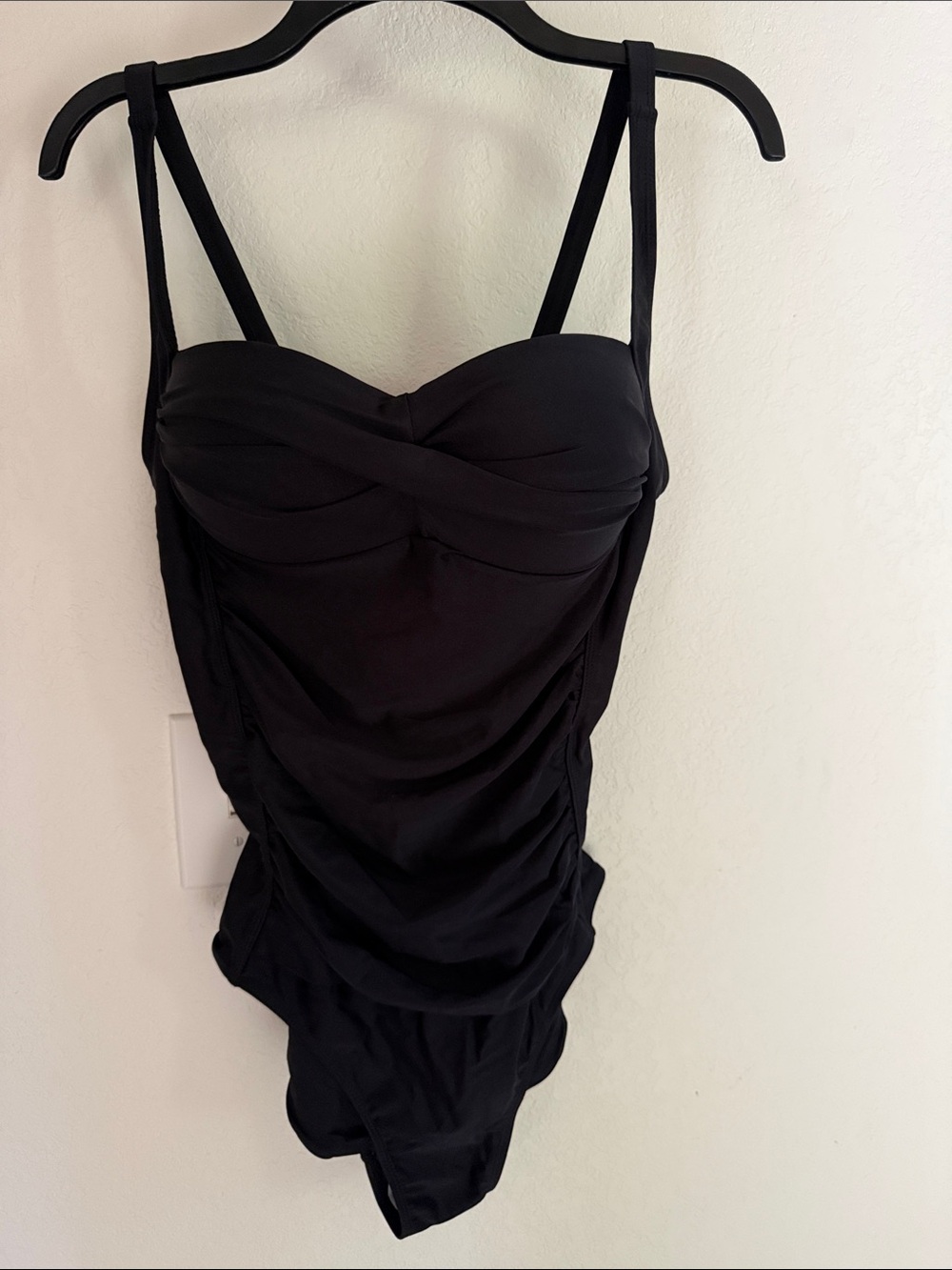 NWOT Betsey Johnson Black Ruched One-Piece Swimsuit